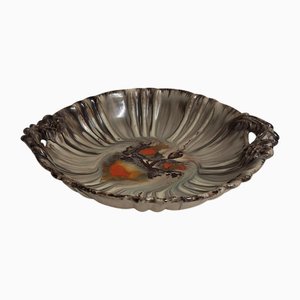 Deutsche Art Deco Obstschale aus Bunt Glasierter Keramik, 1930er
