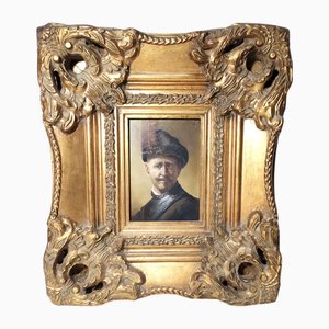After Rembrandt, Man in Military Dress, 1950s, Oil on Copper, Framed