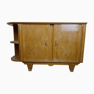 Buffet d'Angle Art Déco en Bois Clair par Jules Leleu, 1930s