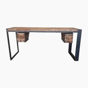 Industrial Oak Kitchen Island in Cast Iron, 1945