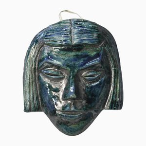 Mid-Century French Ceramic Wall Mask, 1950s