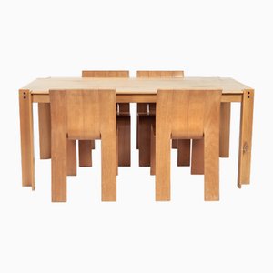 Dutch Stripchairs and Table by Gijs Bakker for Castelijn, 1960s, Set of 5