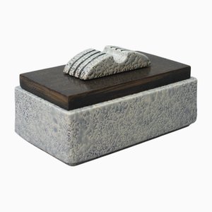 Art Deco Modernist Ceramic & Wood Box, France, 1930s