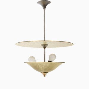 Art Deco Sculptured Glass Pendant Lamp, 1930s