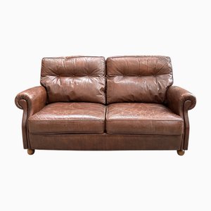 Braunes Ledersofa, 1960er