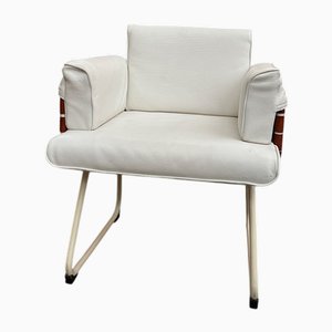 White Leather Armchair, 1980s