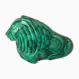 20th Century Malachite Lion Sculpture in Green Color, Africa