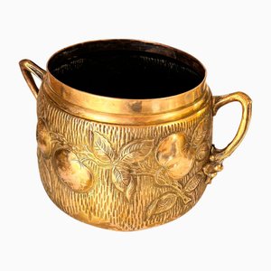 Vintage Brass Planter with Floral and Fruit Motifs