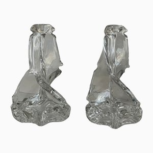 Kristallglas Kerzenhalter von Charles Schneider, 1950er, 2er Set