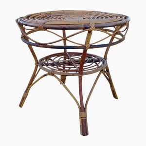Italian Round Bamboo Coffee Table, 1960s
