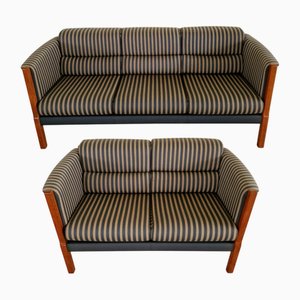 Art Deco Sofas mit Doppel- und Dreiersitzen, 2er Set