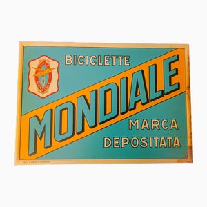 Vintage World Bicycles Werbeschild aus Blech, 1940er