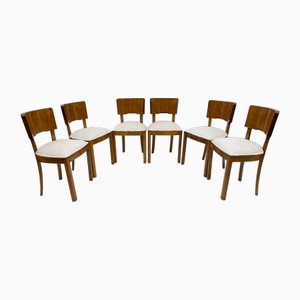 Italian Art Deco Walnut Dining Chairs, 1930s, Set of 6