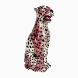 Leopardenstatue aus Keramik, 1990er