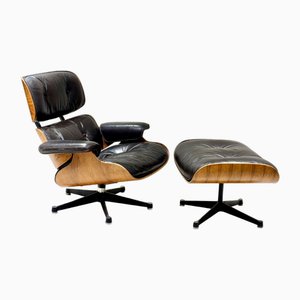 Sessel und Fußhocker von Charles & Ray Eames für Herman Miller, 1970er, 2er Set