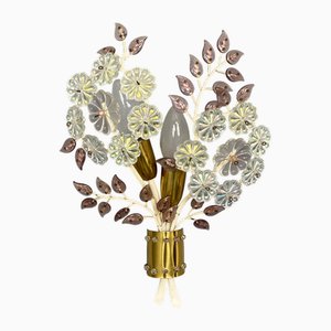 Wandlampe mit Kristallblumen von Oswald Haerdtl für JL Lobmeyr, Wien, Österreich, 1950er