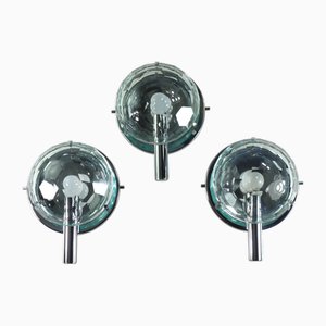 Italian Crystal Facetted Chrome Wall Lamps by Pia Guidetti Crippa for Lumi, 1960s, Set of 3
