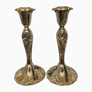 Portacandele in stile barocco placcati in argento di Godinger, 1950, set di 2