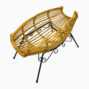 Vintage Rattan Stand or Magazine Rack, Italy, 1960s
