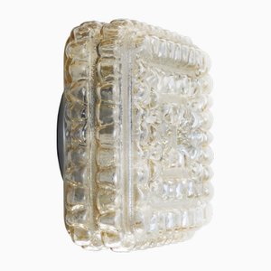 Mid-Century Clear Light Amber Glass Sconce or Flush Mount