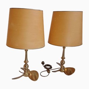 Hollywood Regency Brass Table Lamps, 1960s, Set of 2