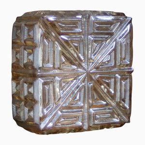 Mid-Century Square Amber Glass Sconce or Flush Mount