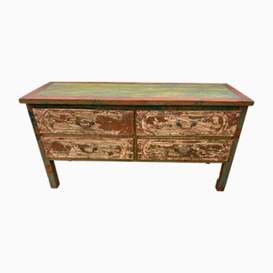 Enfilade Basse avec 4 Grands Tiroirs de Rangement en Bois, Indonésie, 1900s