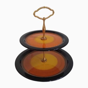 Mobiletto vintage a due livelli in ceramica, anni '70