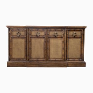 Faux Bamboo Cane and Brass Handled Sideboard from American of Martinsville, 1970s