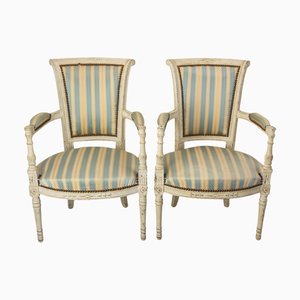 Set of French Louis XVI Style Open Armchairs, 1960