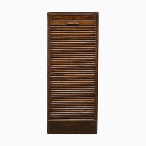 Tambour Office Wooden Cabinet, 1950s