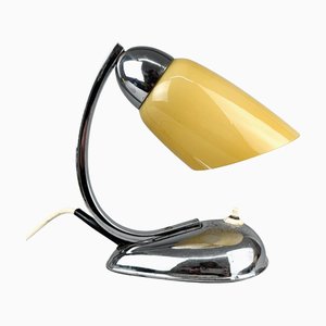 Chrome & Opaline Glass Table Lamp, 1950s