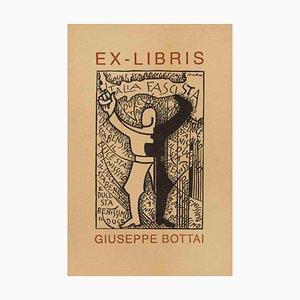 Giacomo Balla, Ex Libris Giuseppe Bottai, Gravure sur Bois, 1930s