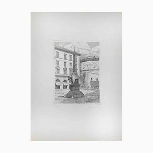 Giuseppe Malandrino, Piazza della Minerva, Rome, Etching, 1970