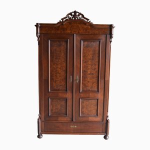 Antique Art Deco Walnut Crested Cabinet