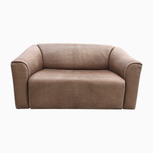 Divano a due posti DS 47 in pelle marrone di de Sede