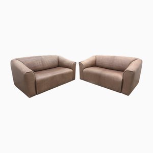 Divani a due posti DS 47 in pelle marrone di de Sede, set di 2