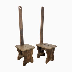 Sedie antiche con schienale in legno, Italia, fine XIX secolo, set di 2