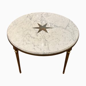 Neoclassical French Coffee Table Bronze and Marble, 1940s