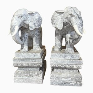 Elefantenskulpturen, Marmor, 2er Set