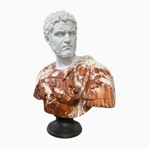 Two Tone Hadrian Roman Emperor Bust Sculpture, 20th Century, Marble