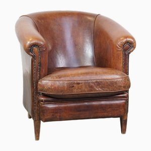 Cognac-Colored Leather Club Chair