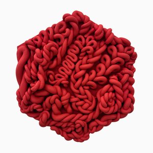 Vibrant Pop Art Red Fake Marshmallow Series Sculpture in Clay