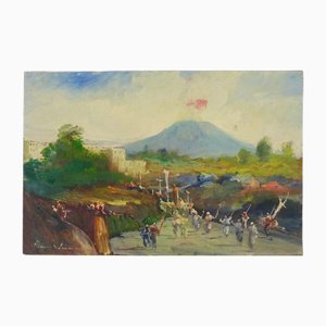 Riccardo Capone, Procession, 1950s-1960s, Oil on Wood