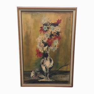 Francois Philippe, Flowers, años 60-70, óleo sobre tablero de fibra