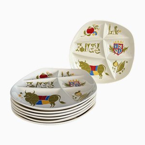 Servicio de mesa para fondue francesa vintage Modèle Pommard. Juego de 7