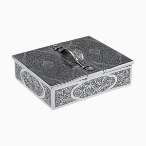 Antique Victorian Silver Cigar Box, London, 1888