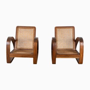 Tropische Art Deco Teak Armlehnstühle, 1960er, 2er Set
