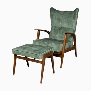 Poltrona reclinabile Mid-Century con poggiapiedi Antimott di Knoll Inc. / Knoll International, anni '60, set di 2