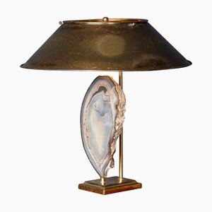 Agate and Brass Table Lamp by Willy Daro, Belgium, 1970s